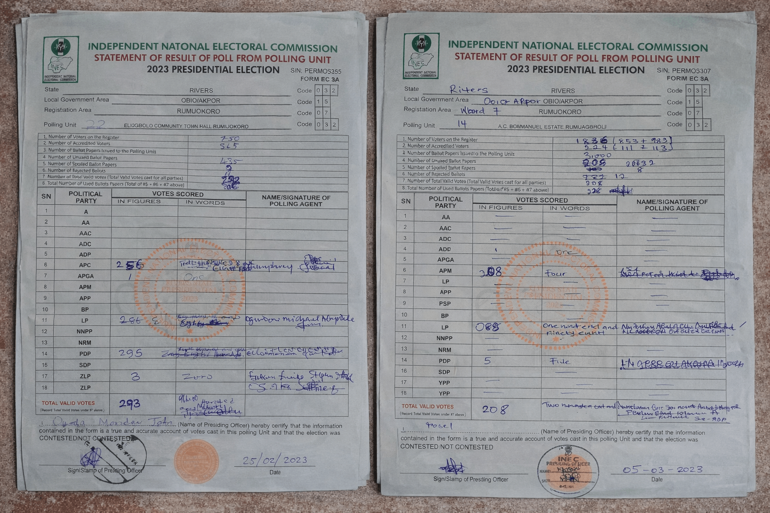 Altered results from the 2023 Presidential elections