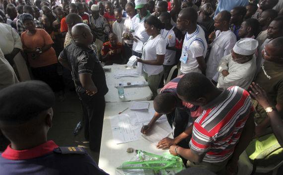 Crowded polling unit during an election