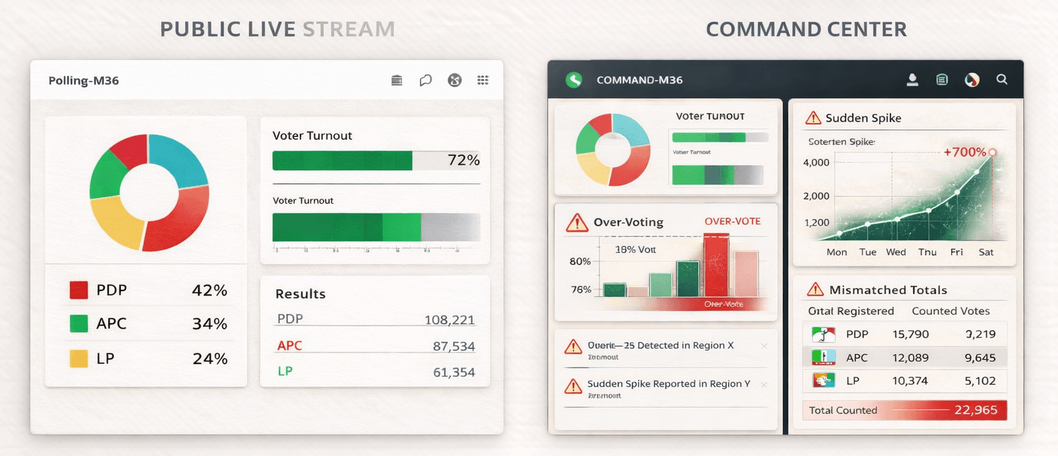 Dual dashboard comparison mockup